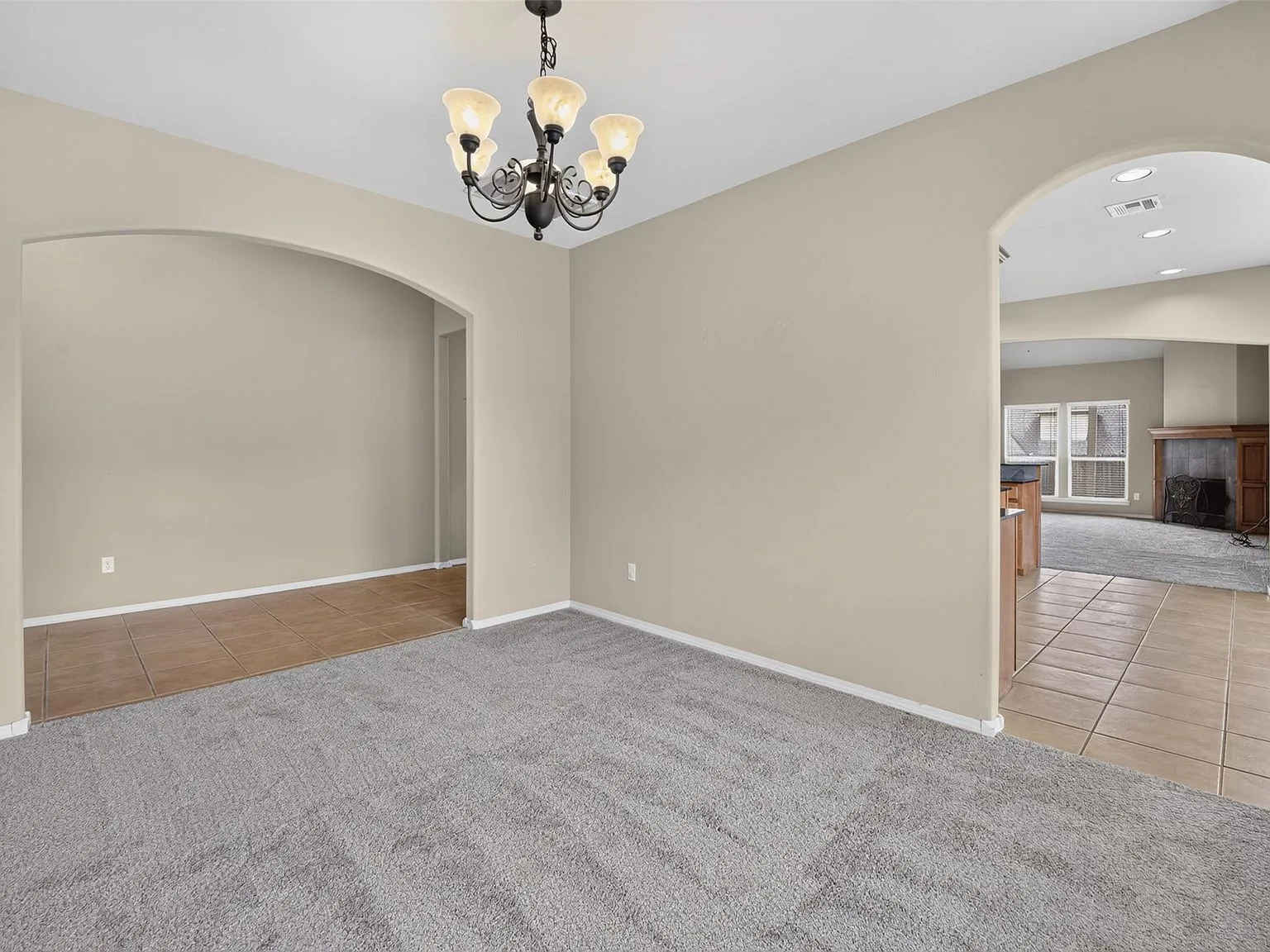Dining room opening to the living area