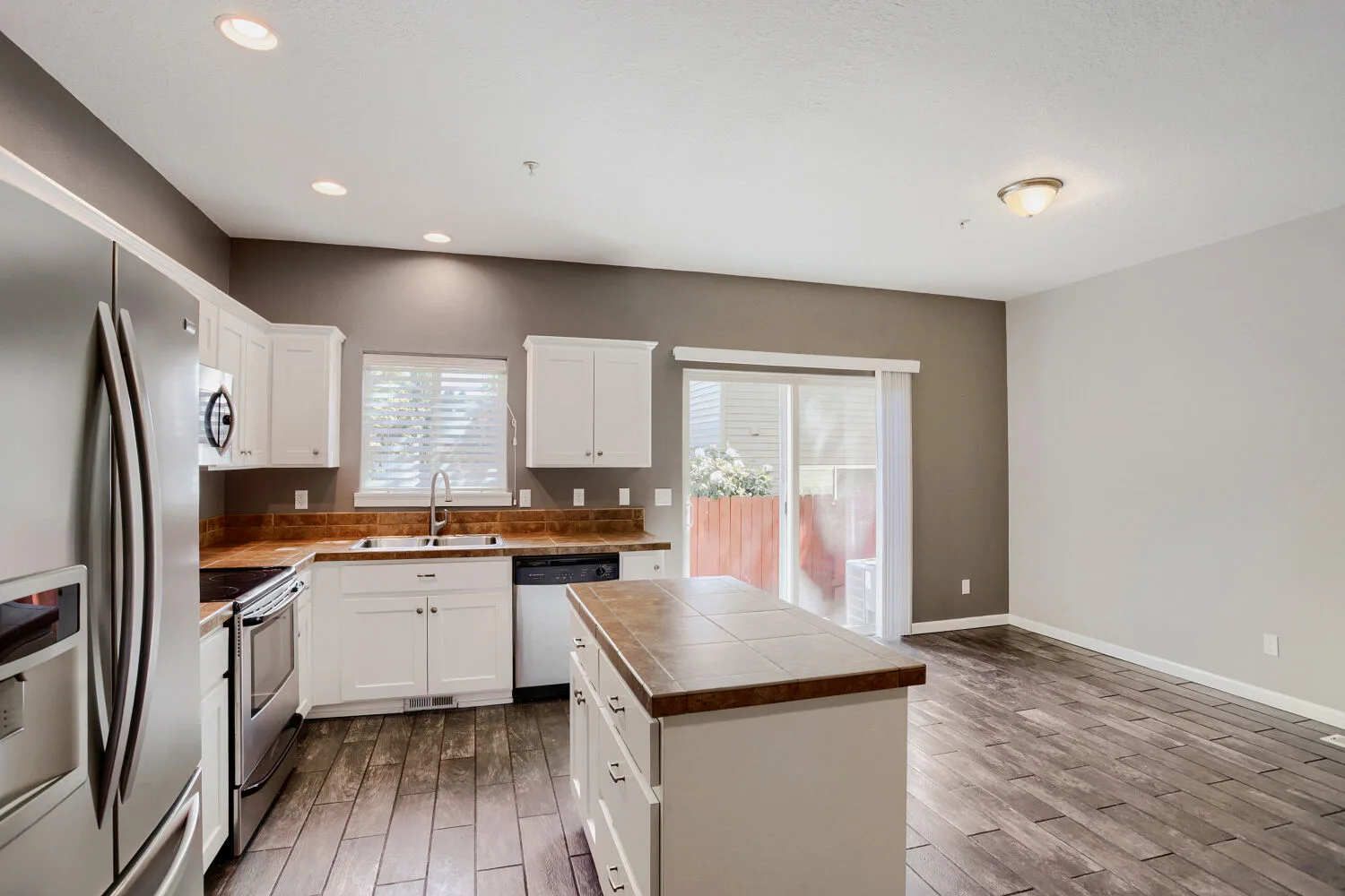 Modern kitchen island at the townhome at 14980 SW Conor Cir, Beaverton, OR