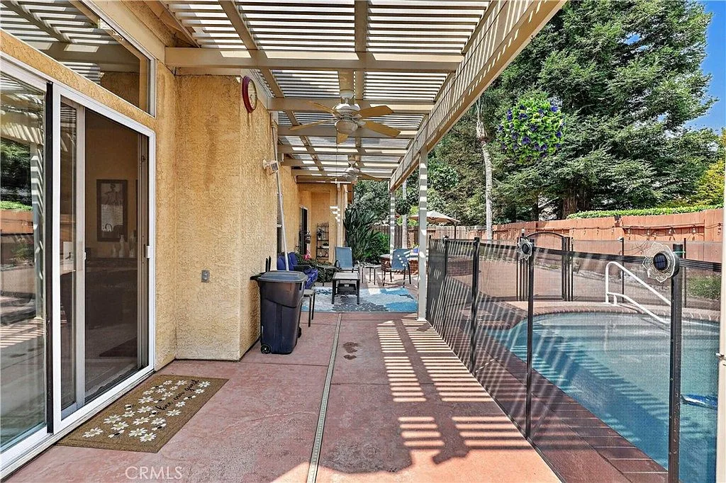 Covered patio with ceiling fans