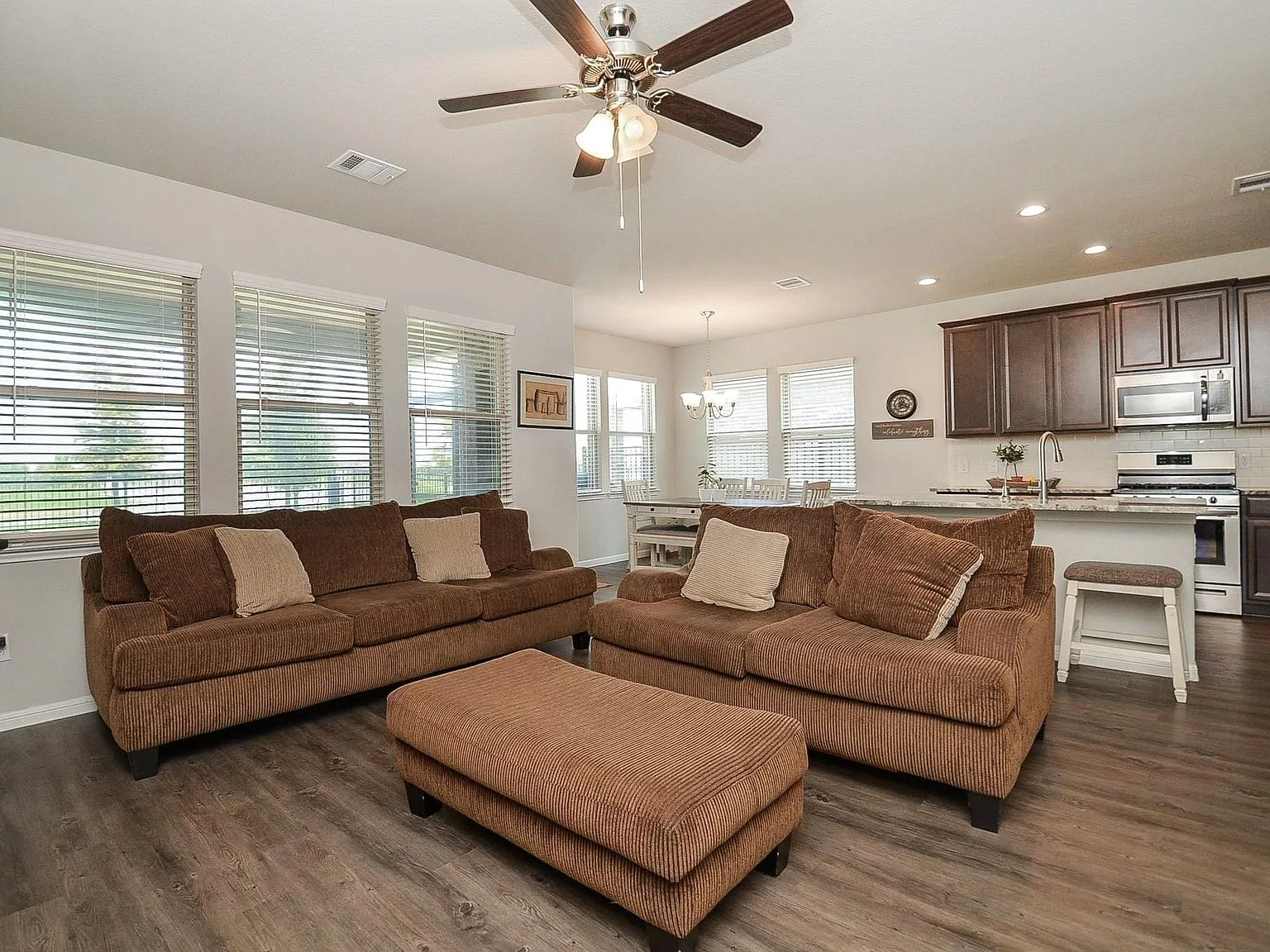 Open-concept living room and kitchen