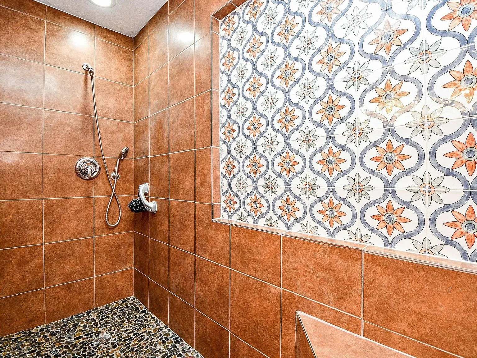 Tiled walk-in shower