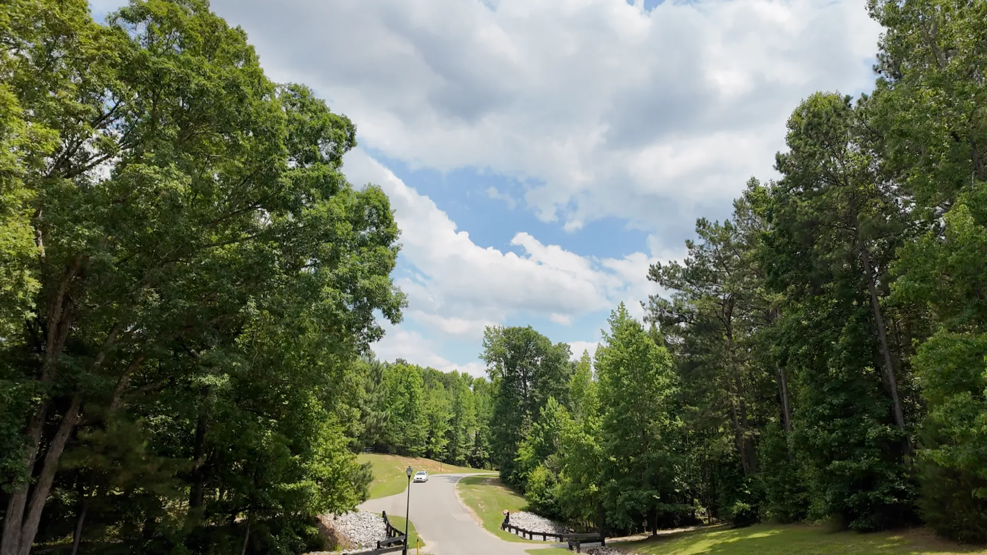 Wooded residential street in the Portofino community in Clayton NC
