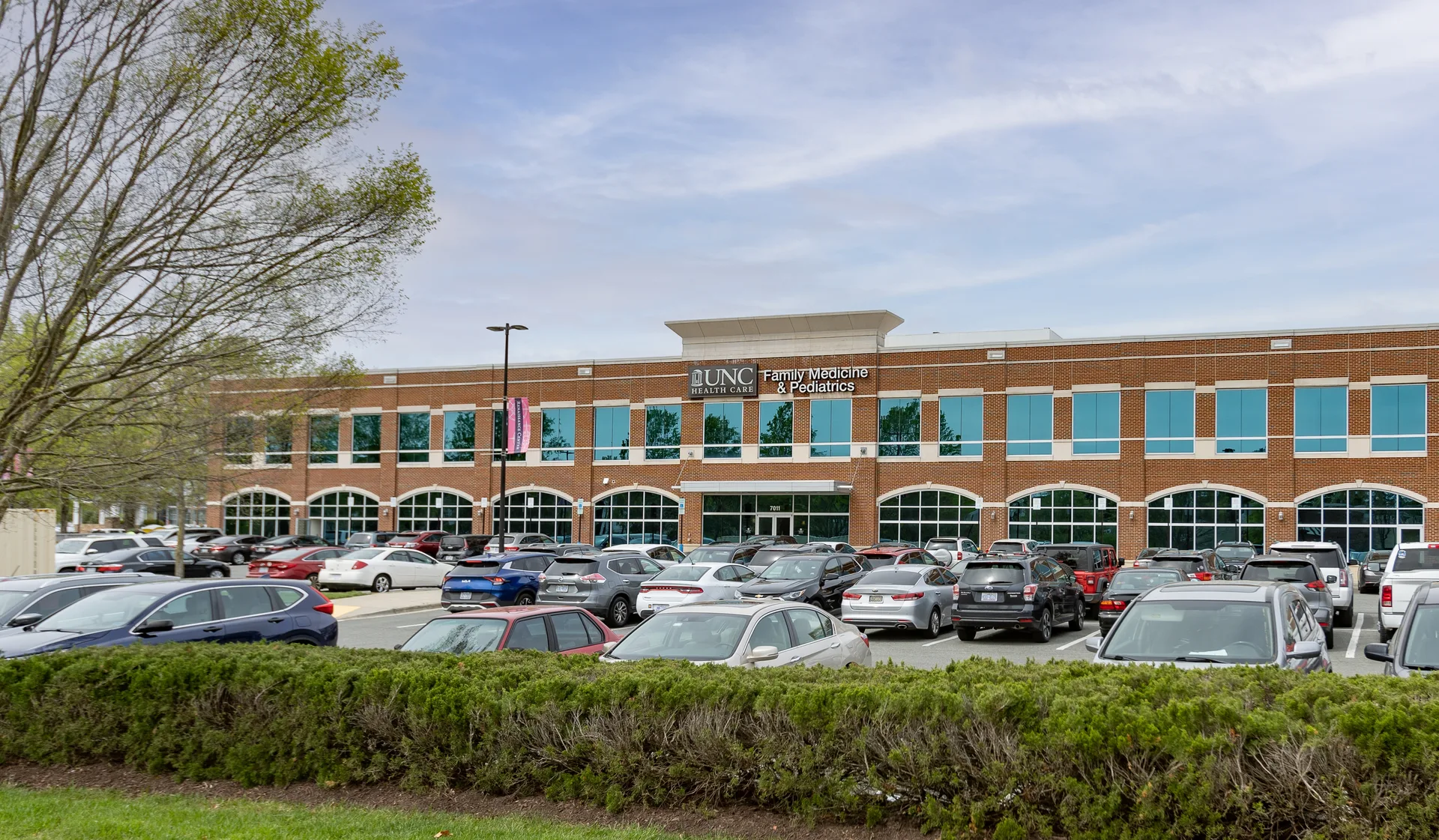 UNC Family Medicine and Pediatrics building, a UNC Health facility in the Renaissance Center along Fayetteville Road in South Durham