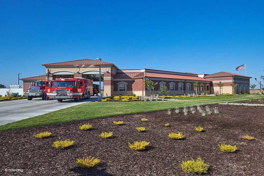 The exterior of Fire Station 35 at River Islands in Lathrop, California