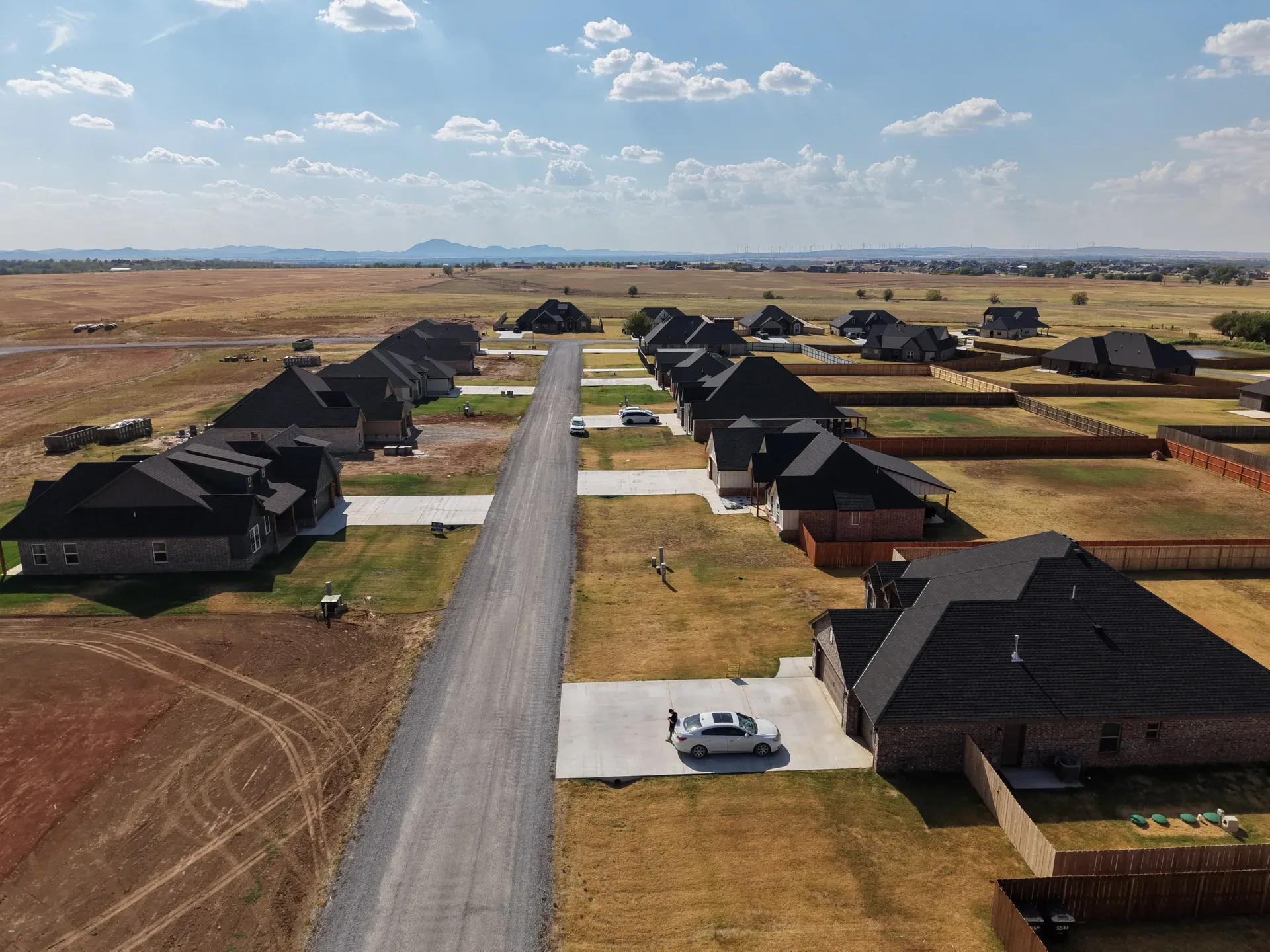 Aerial view of Legacy Creek Estates, a new construction neighborhood in Elgin, Oklahoma