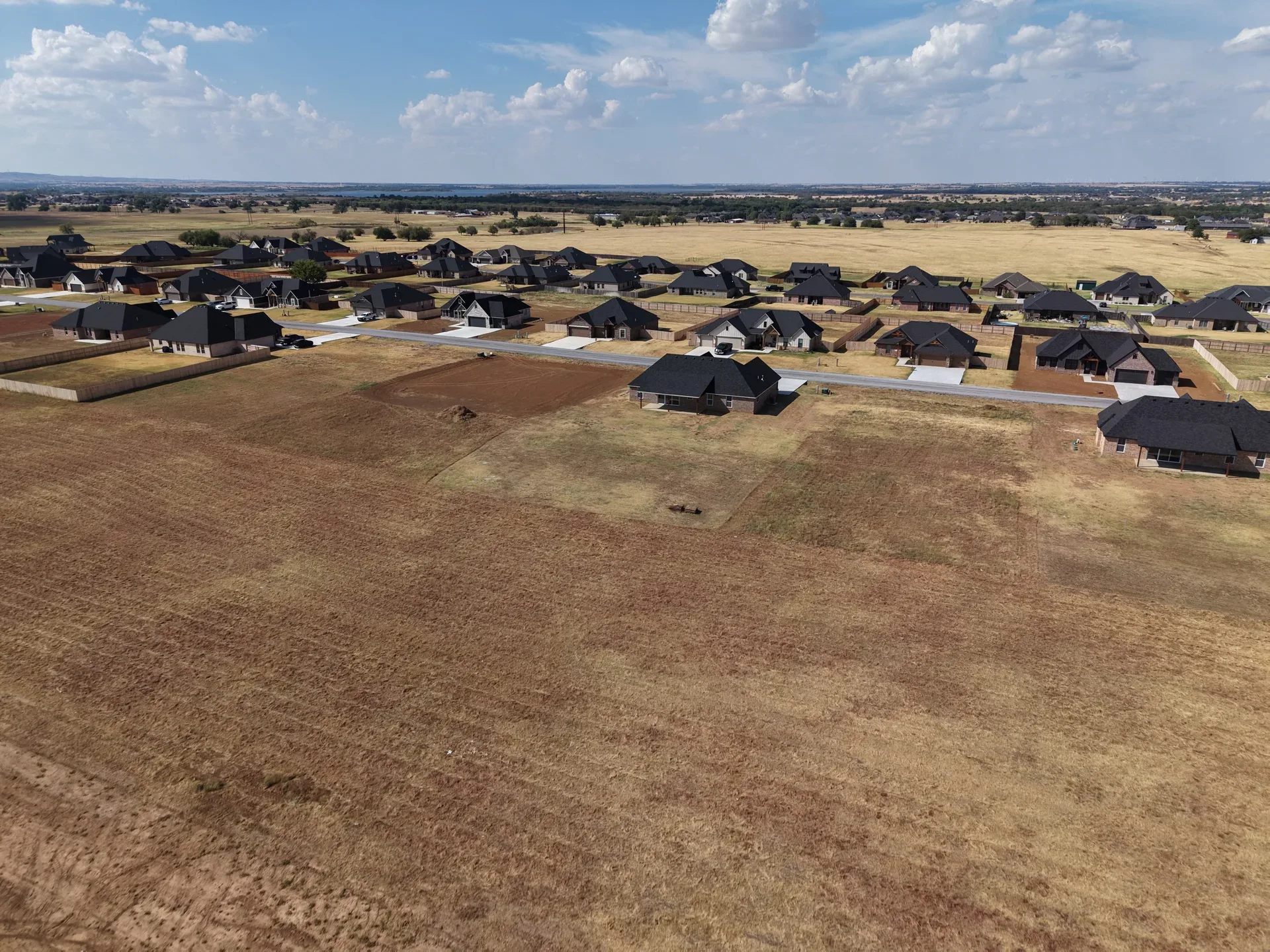 Aerial view of the new construction homes Dewayne Workman builds at Legacy Creek Estates in Elgin