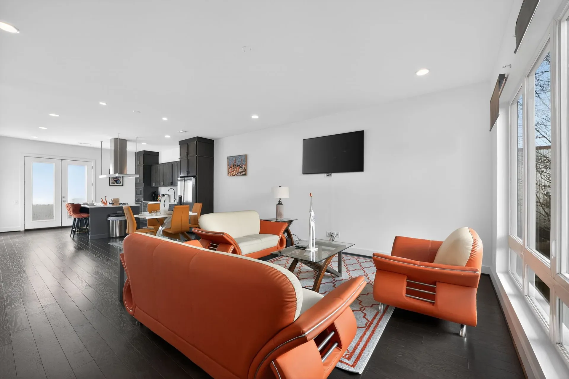 Open-concept living room and kitchen at 241 Maynard Terrace