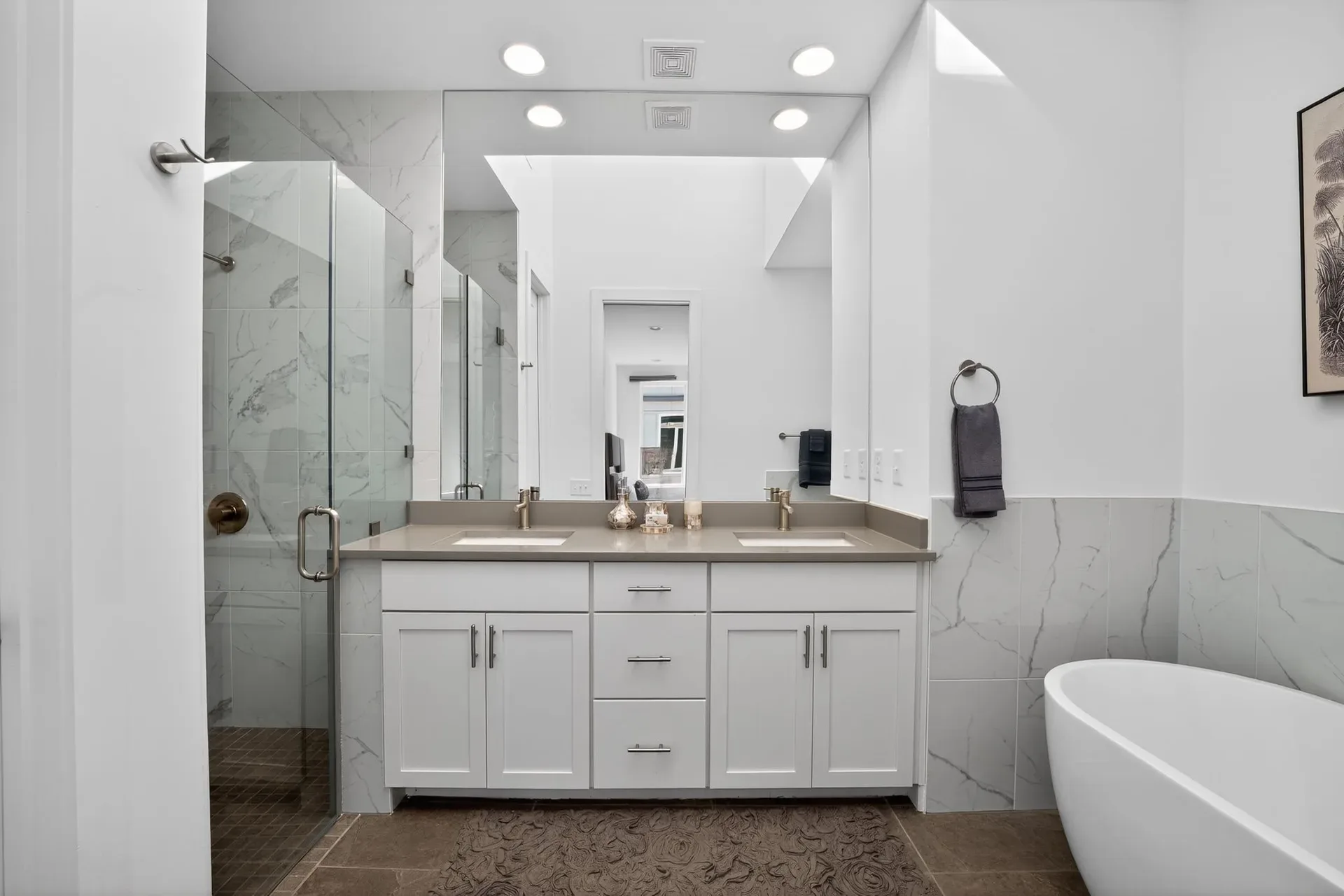 Primary bath, dual vanity at 241 Maynard Terrace