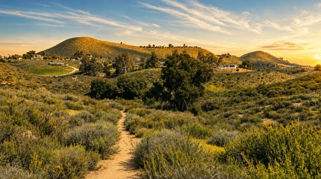 Multi-use hiking and horse trail through the open space of Los Alamos Hills