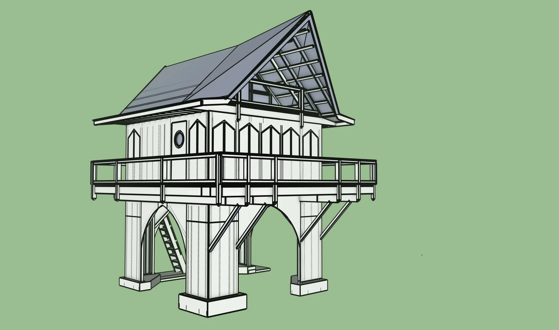 A 3D sketch of the tiny treehouse in Kaʻū
