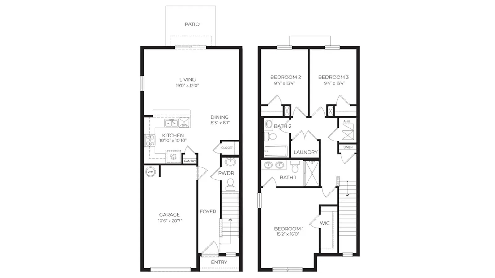 Pearson floor plan at Hawthorne Ranch Townhomes: 3 Bed, 2.5 Bath, 1 Garage, 2 Story, 1,463 Sq Ft, From $269,990