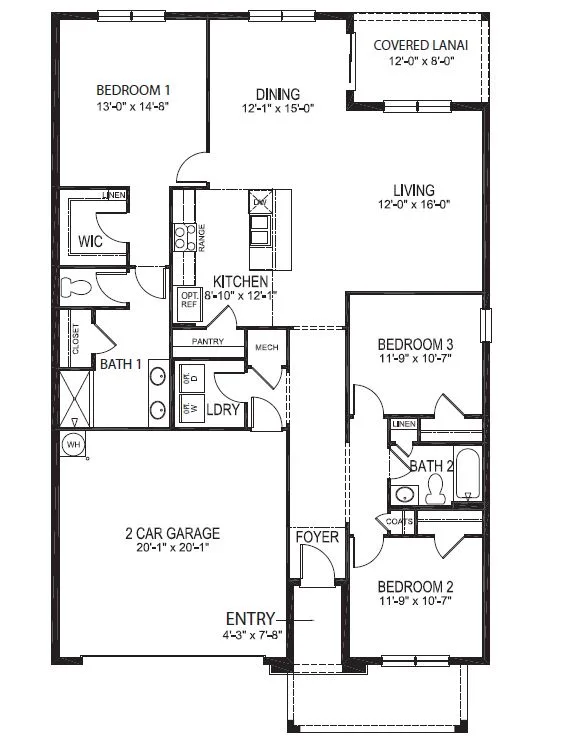 Aria floor plan at Summerlin at Hawthorne Ranch: 3 Bed, 2 Bath, 2 Garage, 1 Story, 1,672 Sq Ft, From $330,990