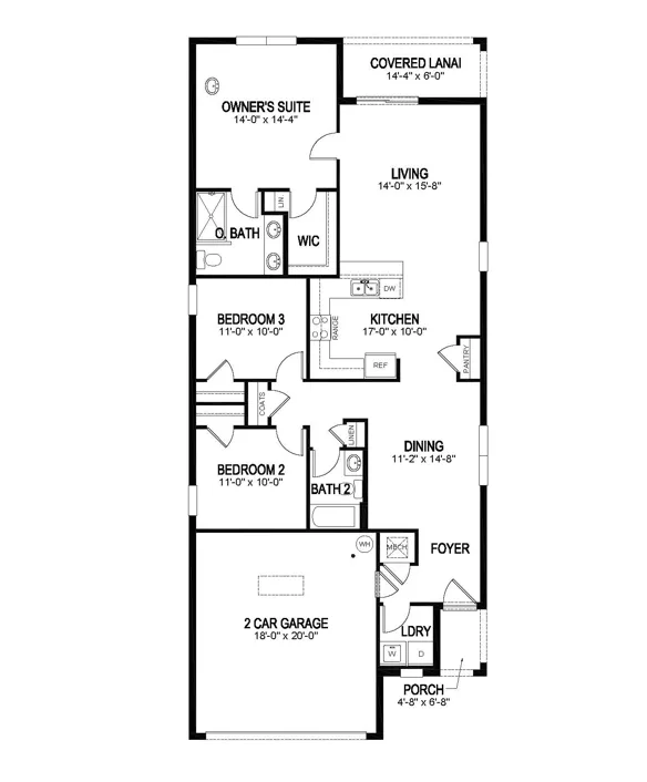 Aria floor plan at Summerlin at Hawthorne Ranch: 3 Bed, 2 Bath, 2 Garage, 1 Story, 1,672 Sq Ft, From $330,990