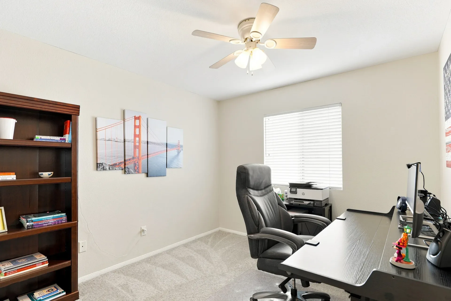 Secondary bedroom used as a home office in the 28282 Cedar Lane home in Saugus