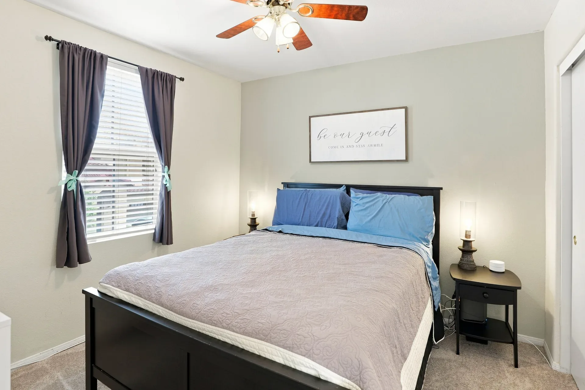 A secondary bedroom with window light