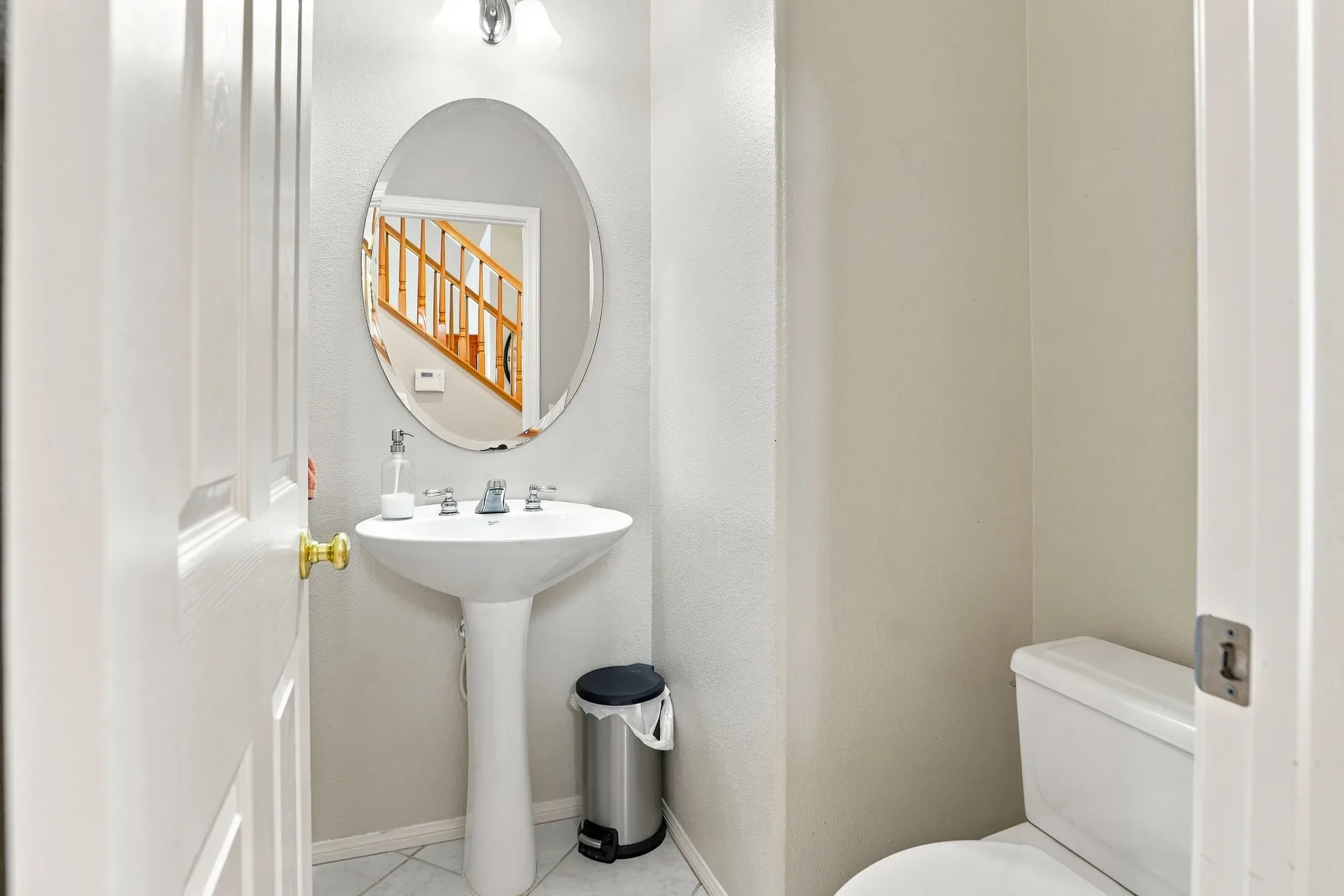 Powder room with pedestal sink