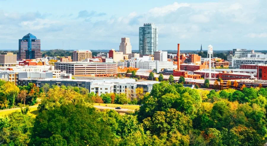 Durham skyline view near Trinity Park