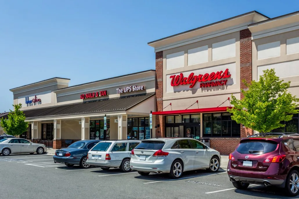Croasdaile Commons retail strip center along Hillandale Road in Durham