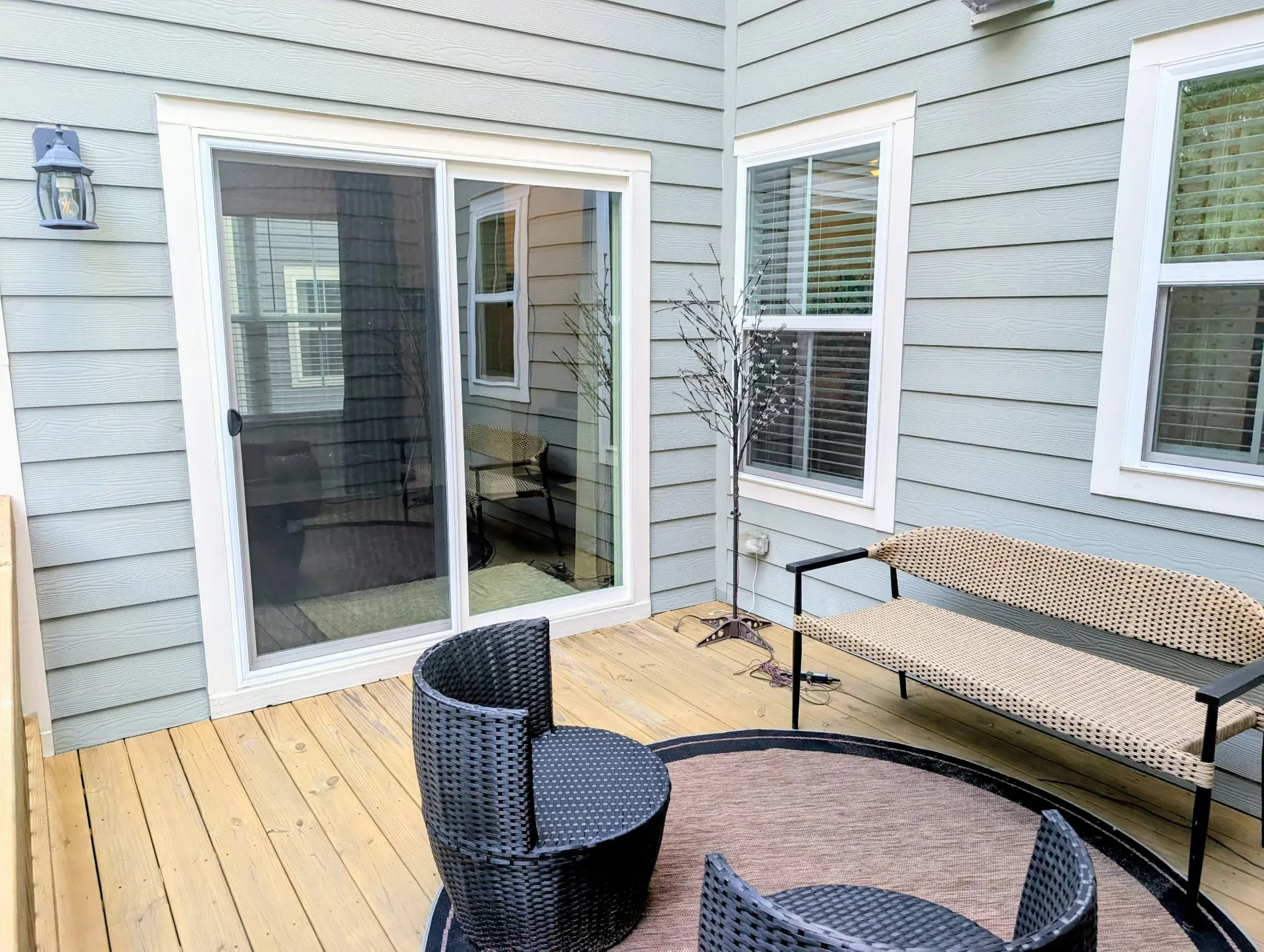 Backyard patio deck with a relaxing seating area