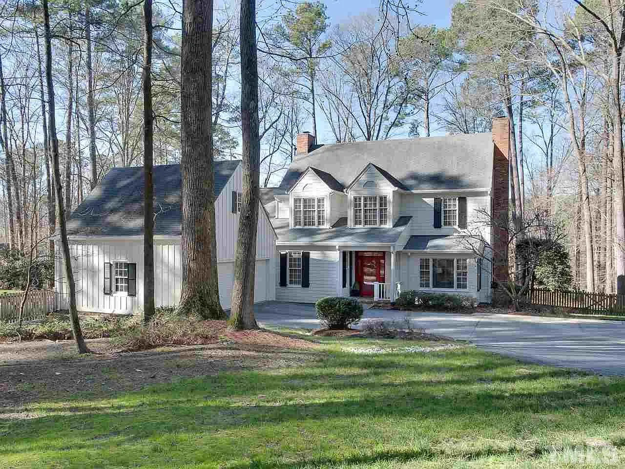Colonial home on a wooded lot in the Hope Valley neighborhood of Durham NC