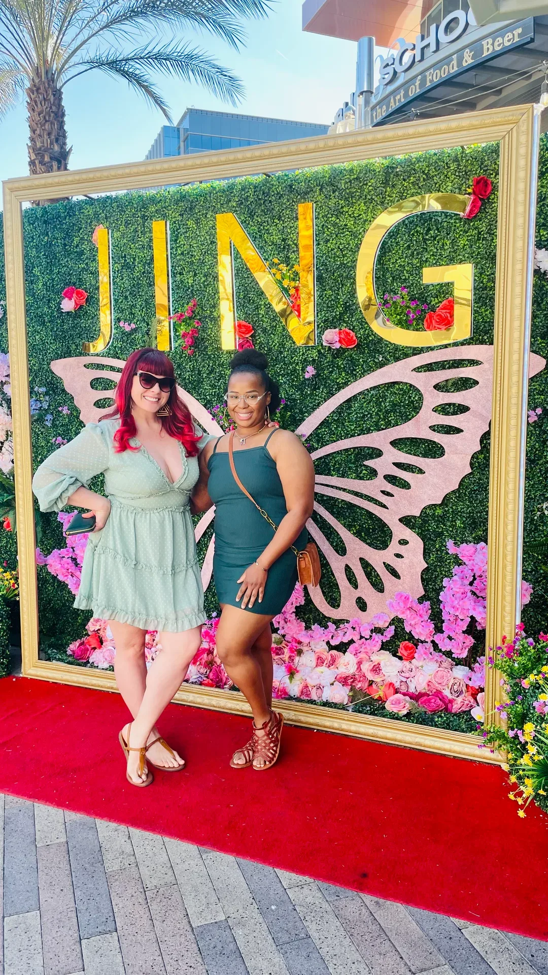 The gold JING sign at Downtown Summerlin