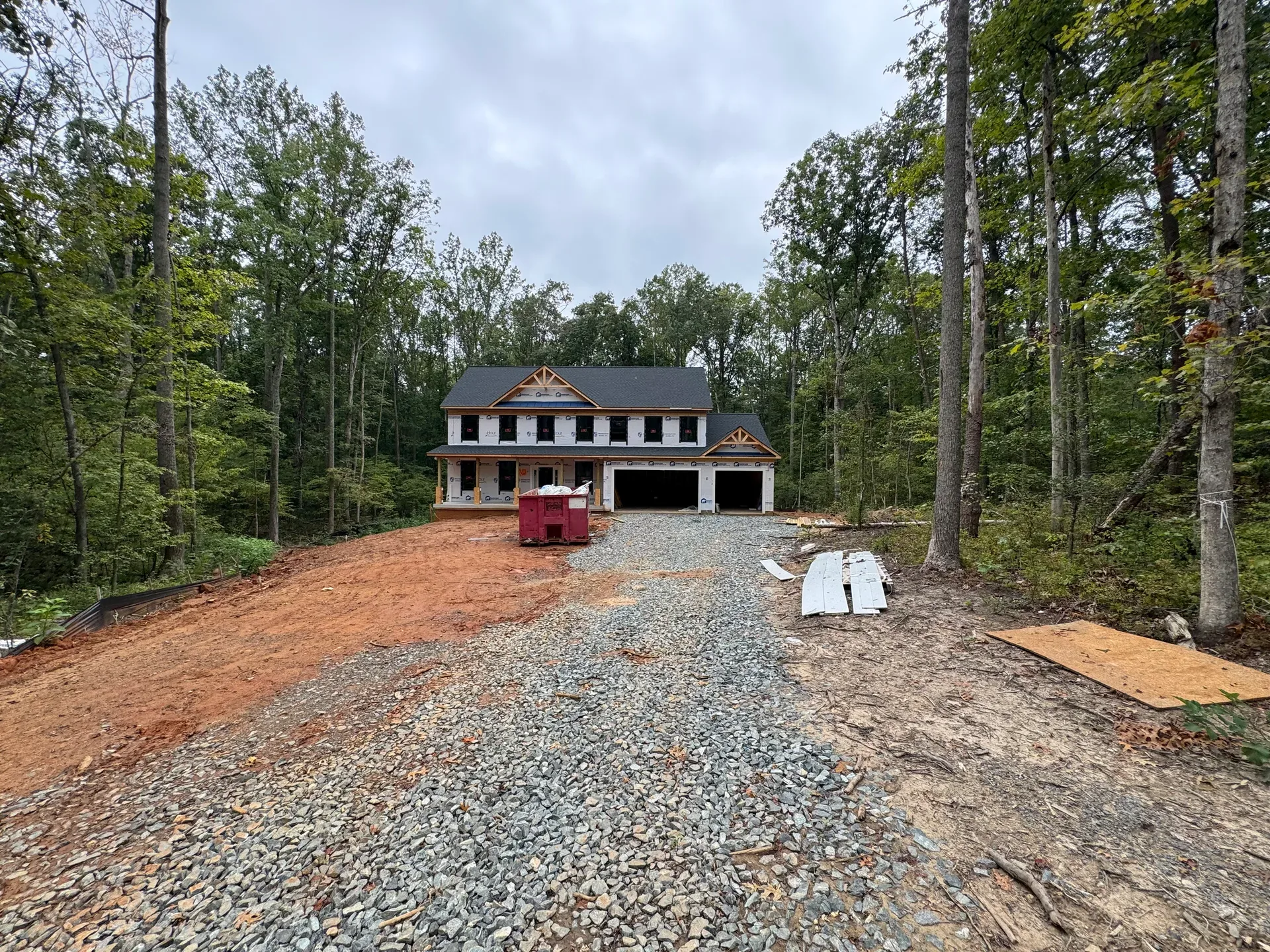 New construction of the Hawthorn Deluxe I quick move-in home at Ruby Meadows in Stafford VA underway