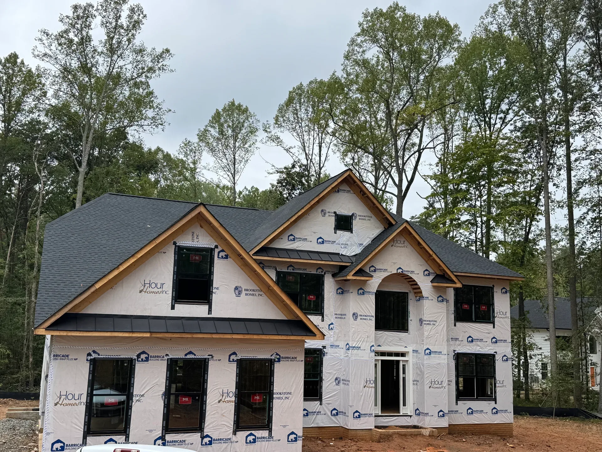 New construction home facade under construction at Ruby Meadows in Stafford VA