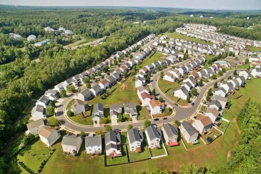 Aerial view of the Widewaters neighborhood in Knightdale, NC
