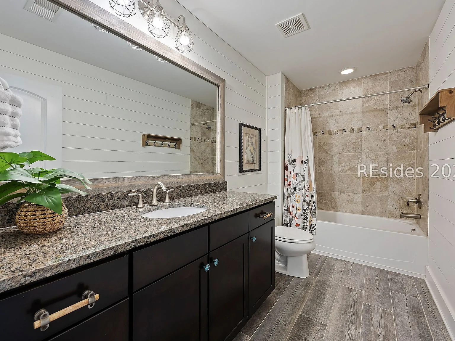 Bathroom with Shiplap Vanity at 32 Hackney Pony Lane, Hilton Head Island SC