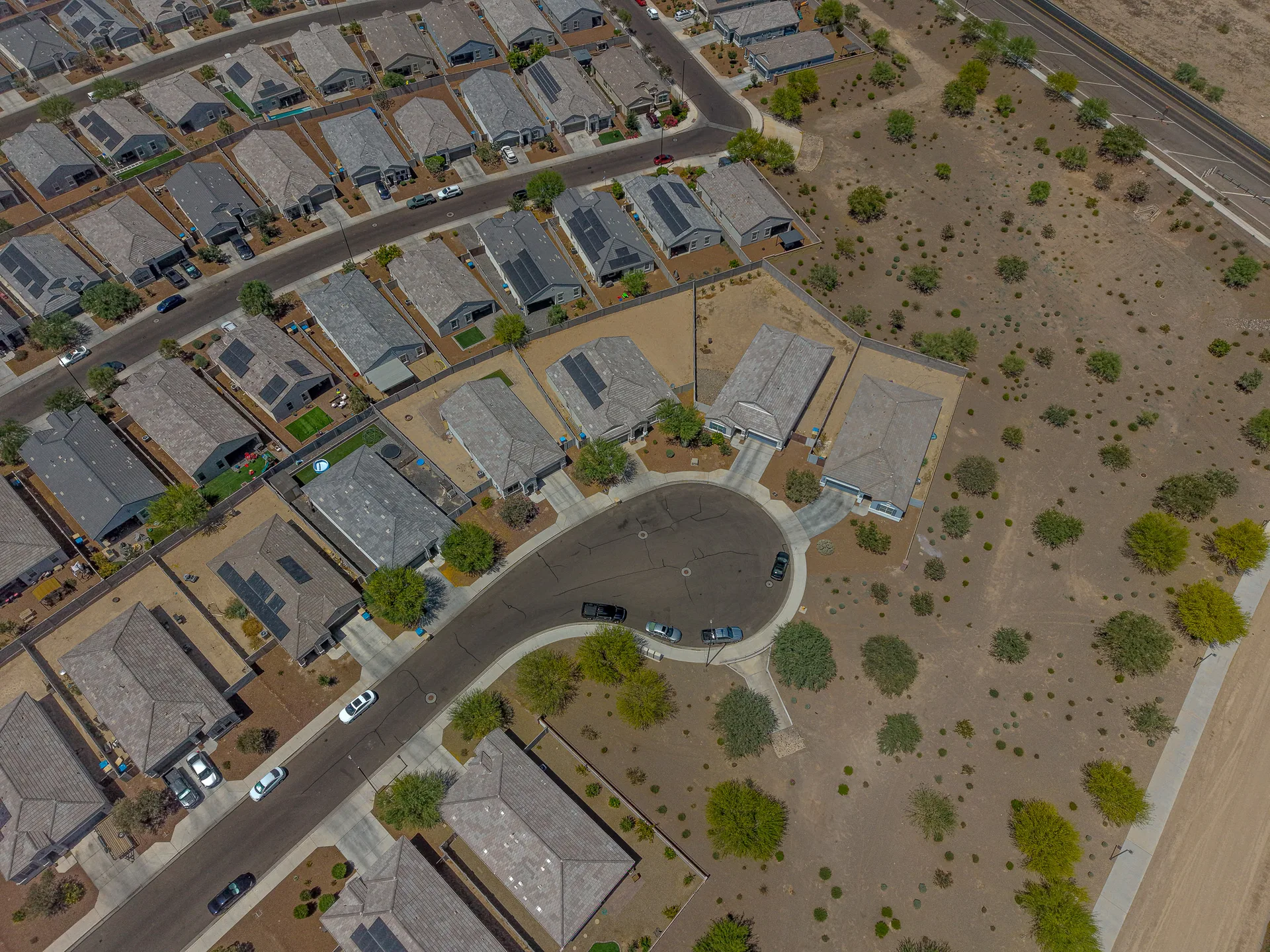 Aerial view of a suburban neighborhood in the Phoenix area