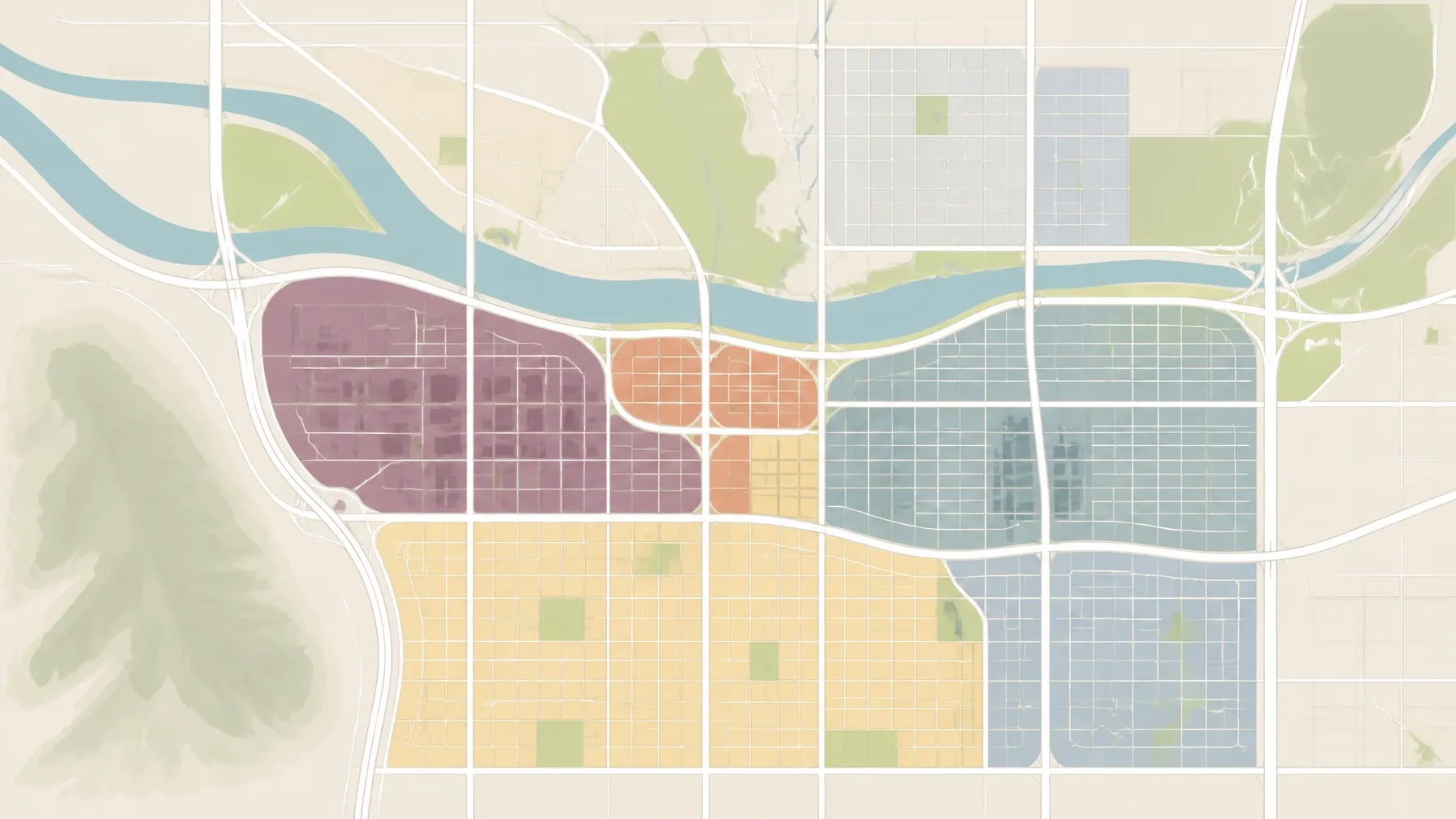 A digital map overlay showing community boundaries and zones