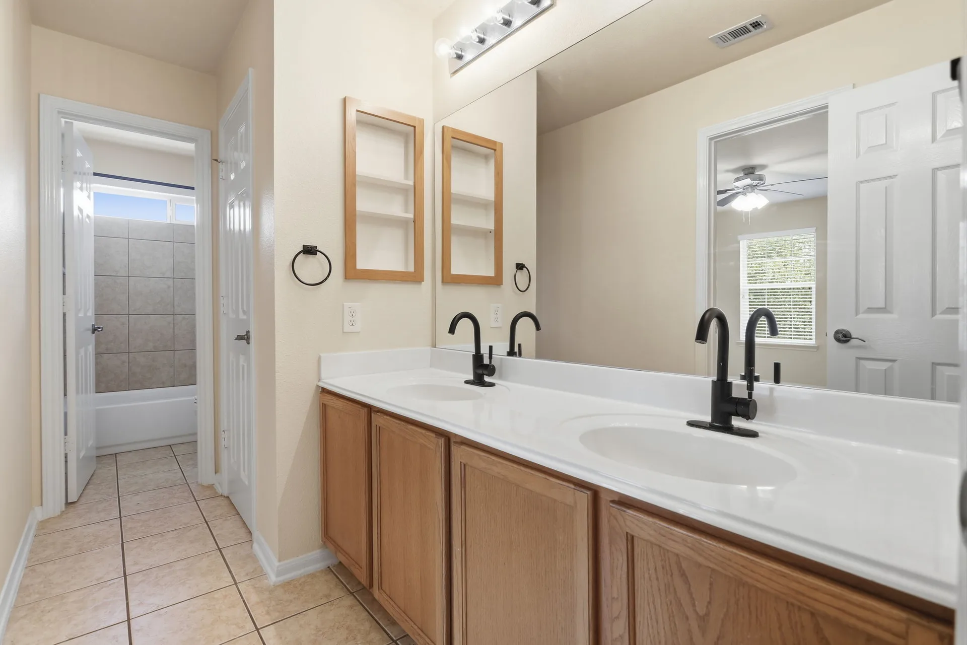 Bathroom with dual vanity
