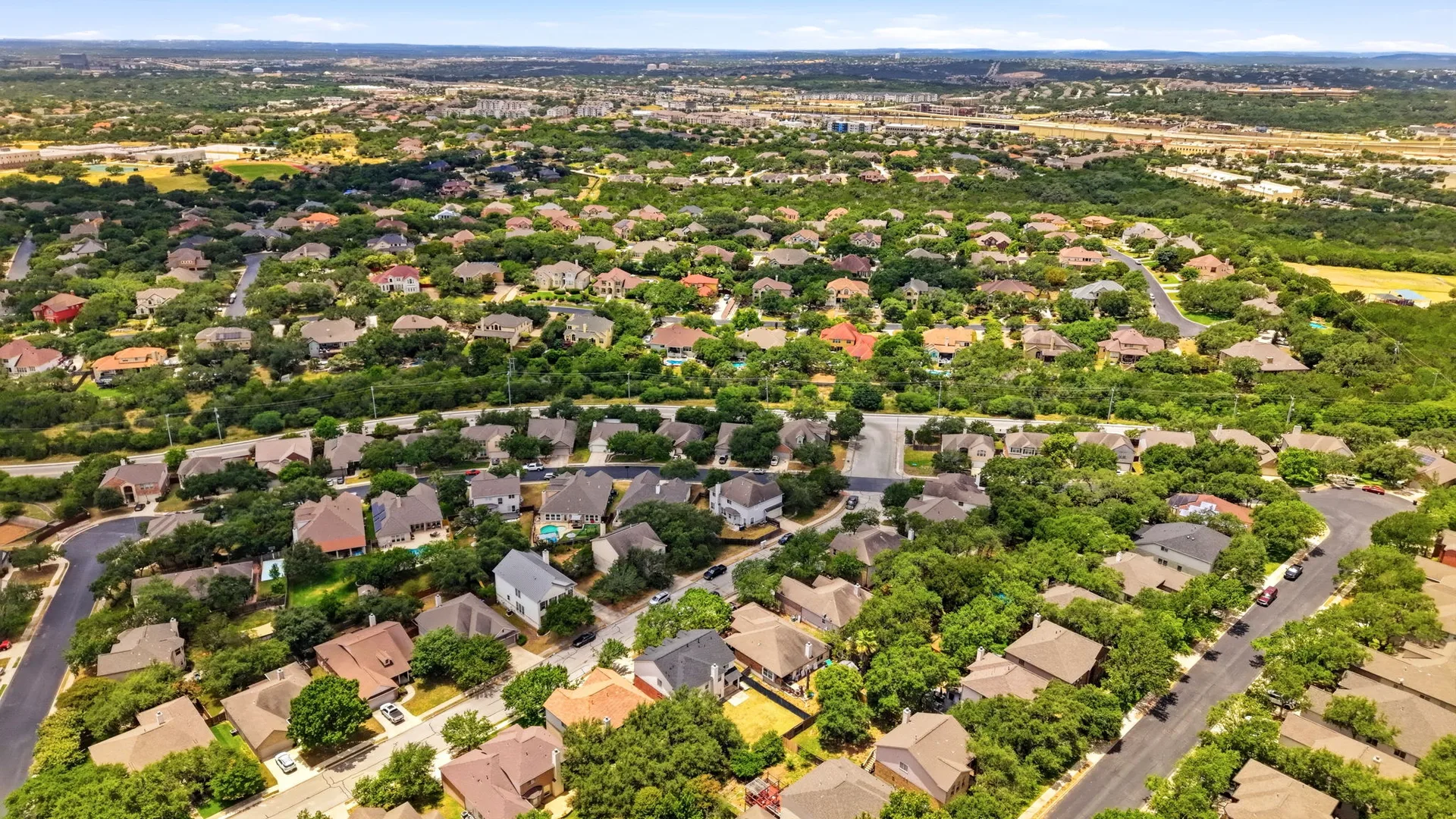 Aerial view of surrounding streets