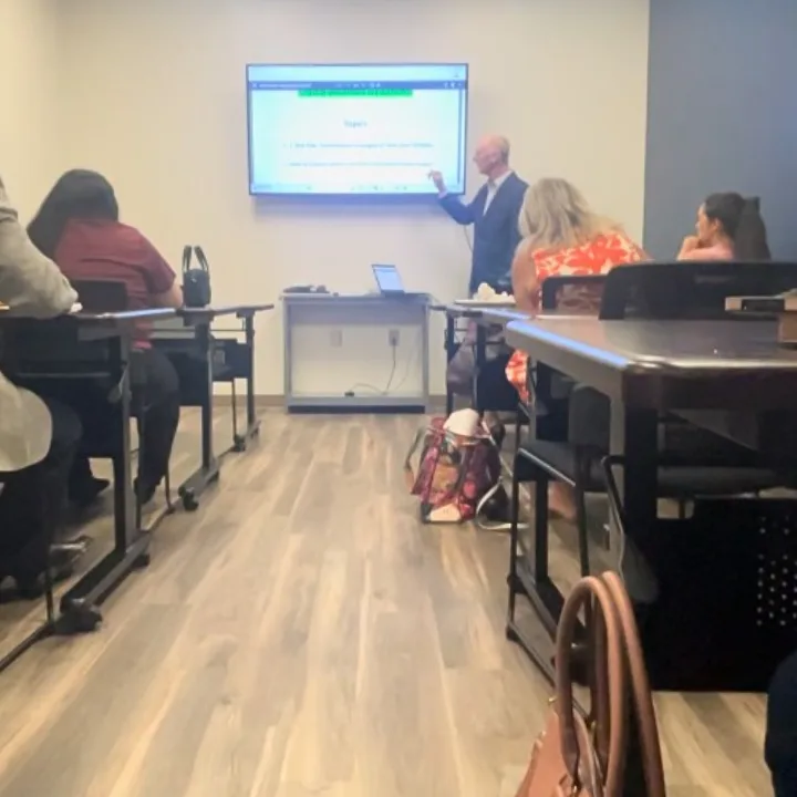 Training classroom presentation screen teaching the first-time homebuyer roadmap