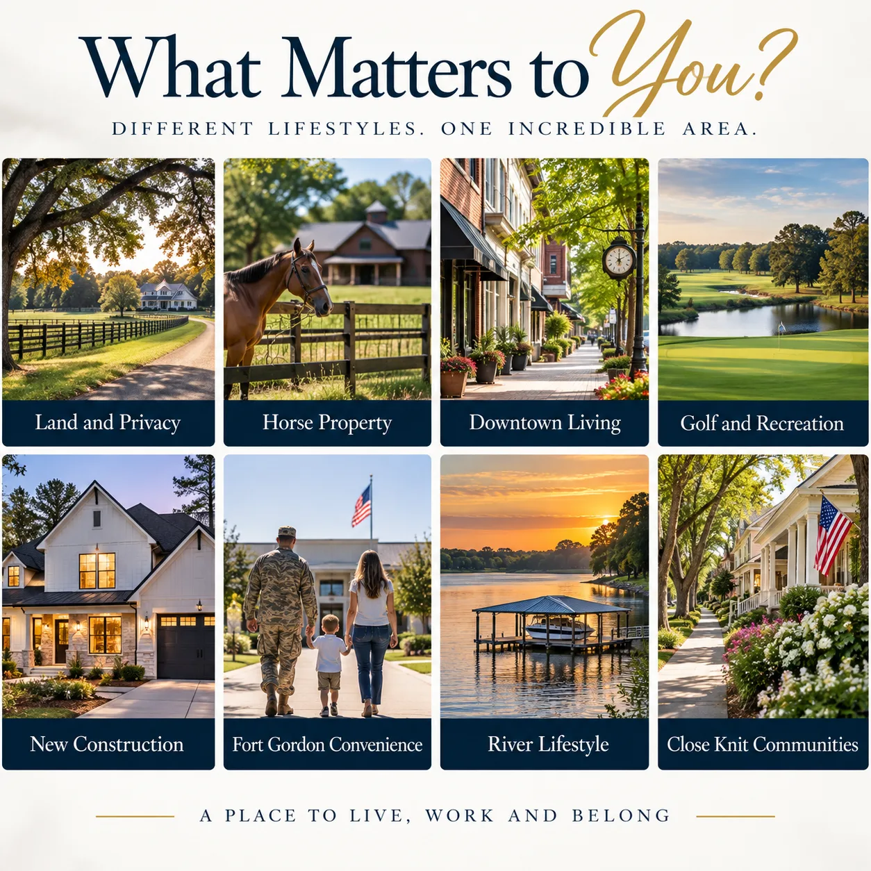 Lifestyle collage of the CSRA showing what matters when choosing where to live