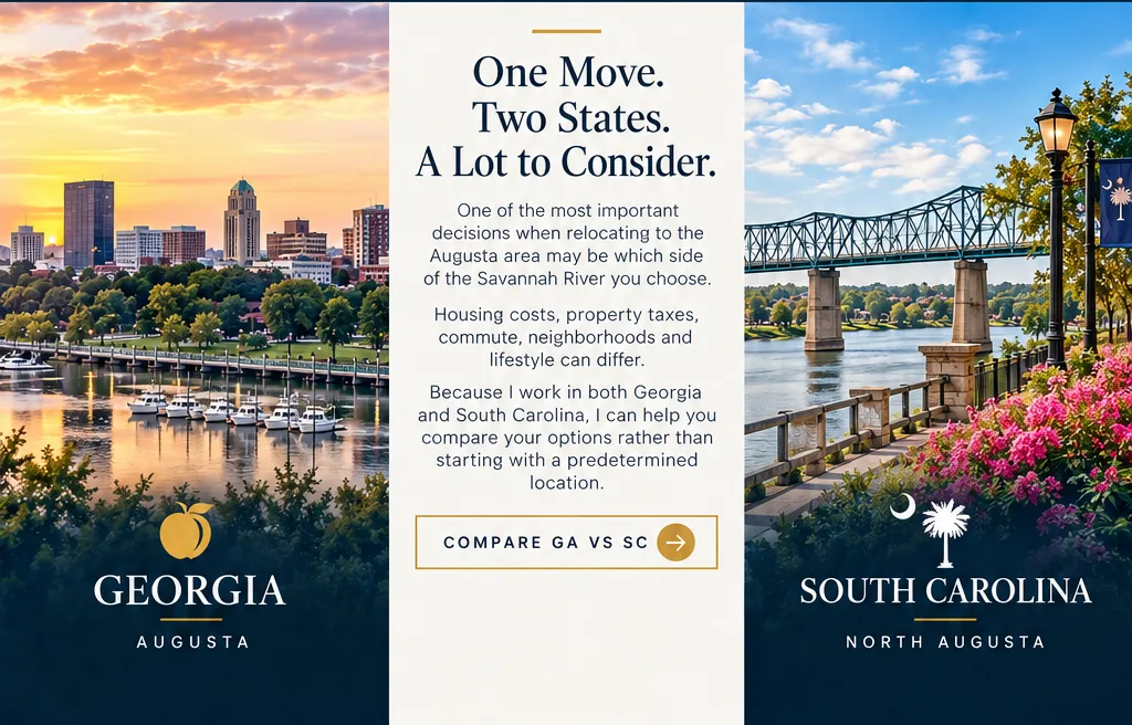 Regional comparison graphic of Augusta, Georgia versus North Augusta, South Carolina