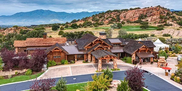 The Red Ledges clubhouse estate in the Heber Valley from above