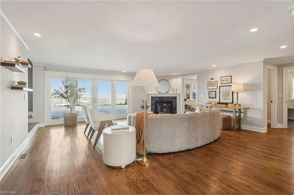 Living room with lake views at 31436 Lake Rd in Bay Village, Ohio