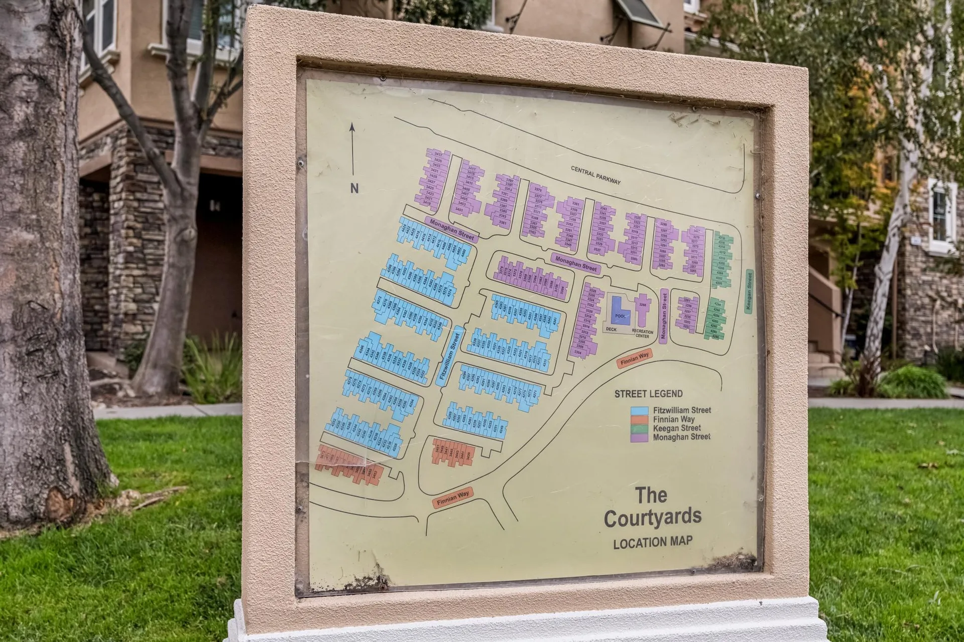 Community map sign for The Courtyards at Dublin Ranch Villages