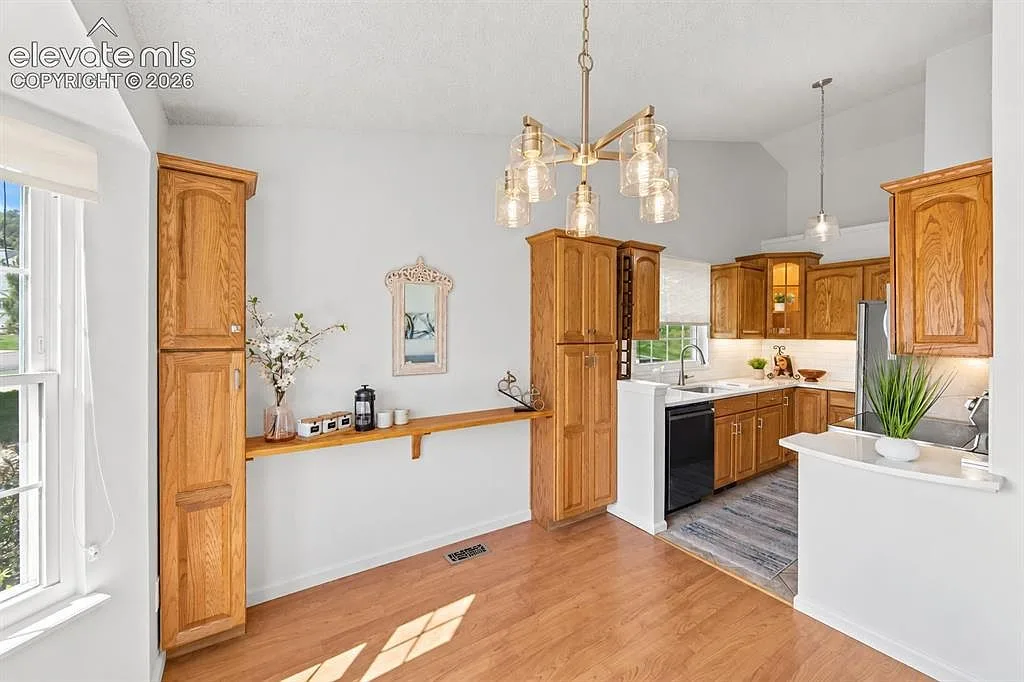 Dining area flowing into the updated kitchen