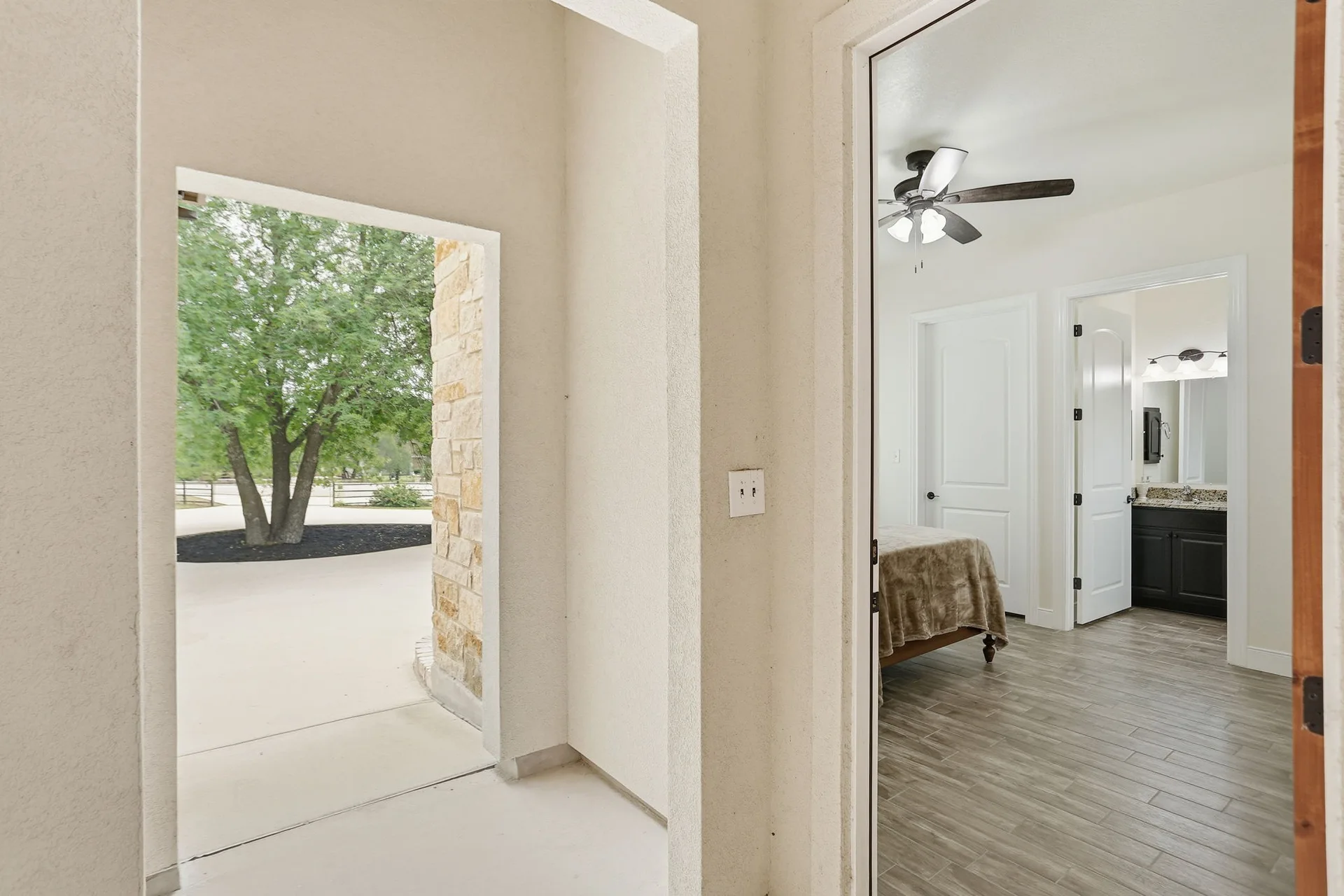 Interior hall connecting the main home to the attached guest suite