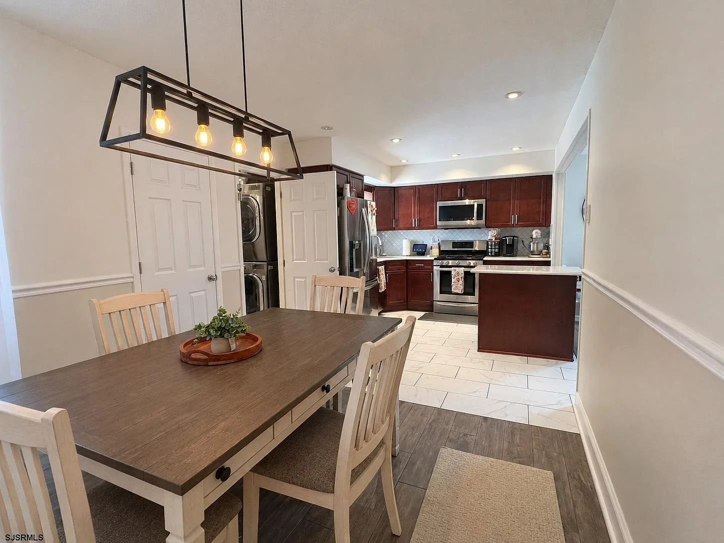 Dining area looking into the kitchen