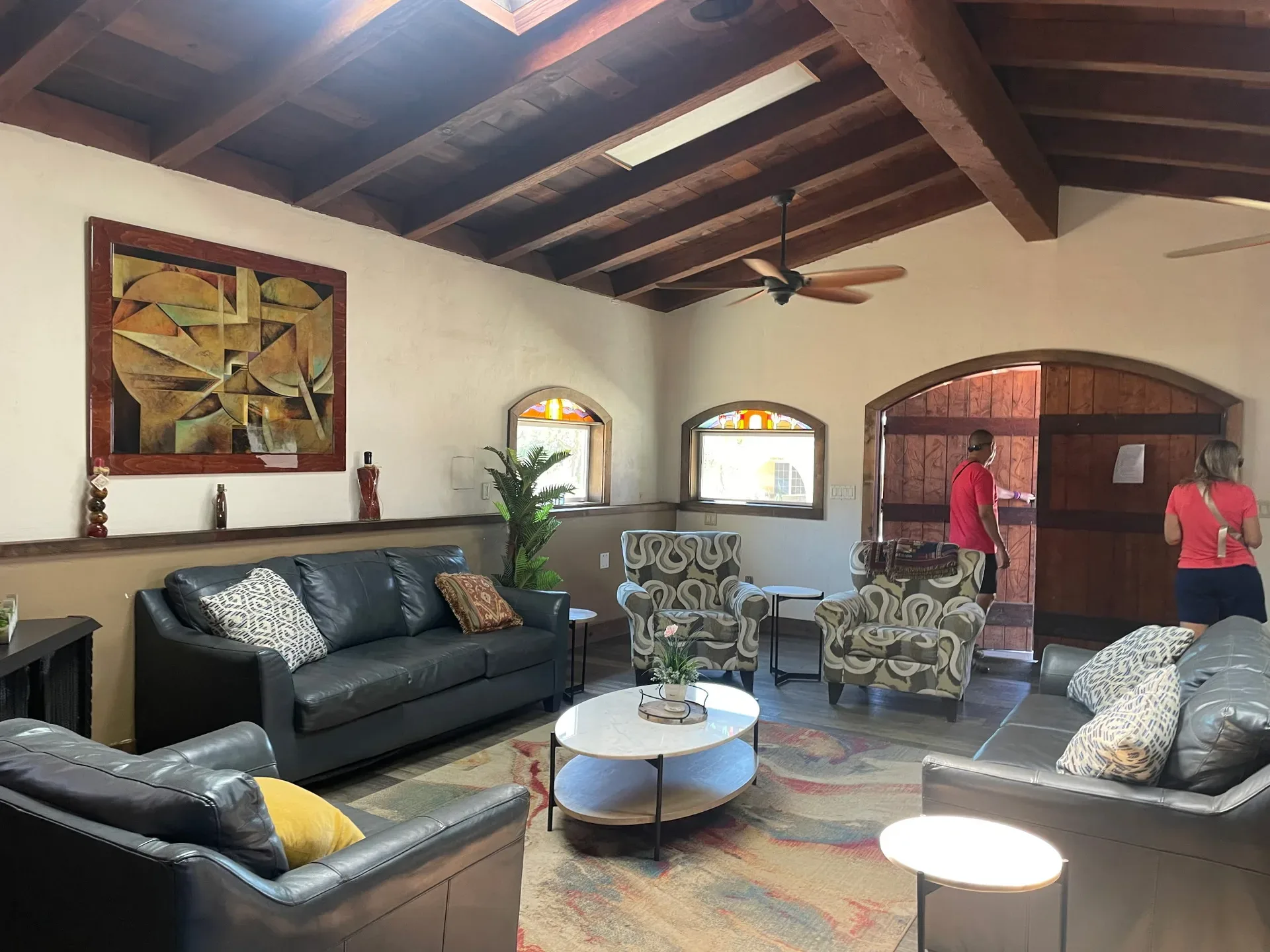 The rustic living room of La Quinta at Rancho El Refugio near Ensenada