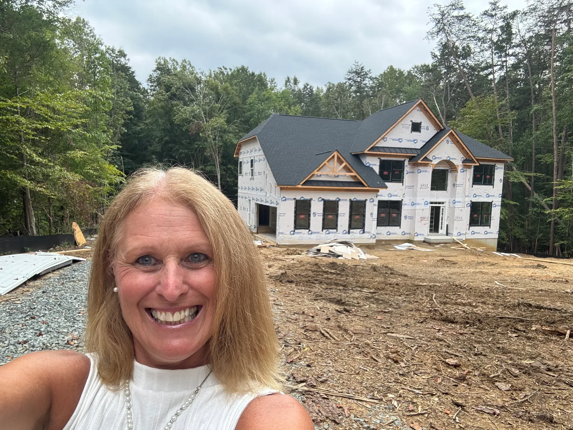 Exterior of a new construction home showing its facade