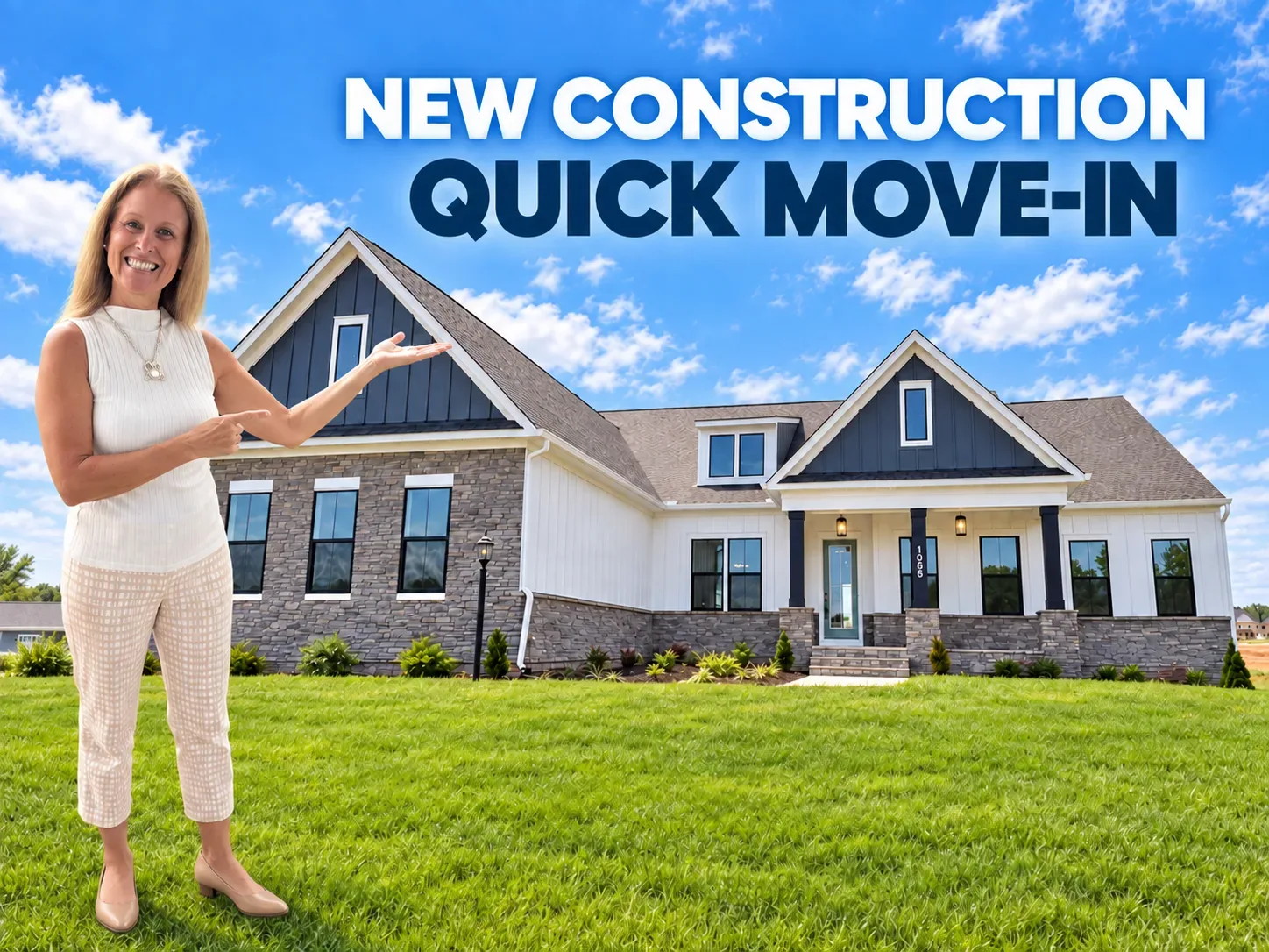Exterior of a modern farmhouse style new construction home