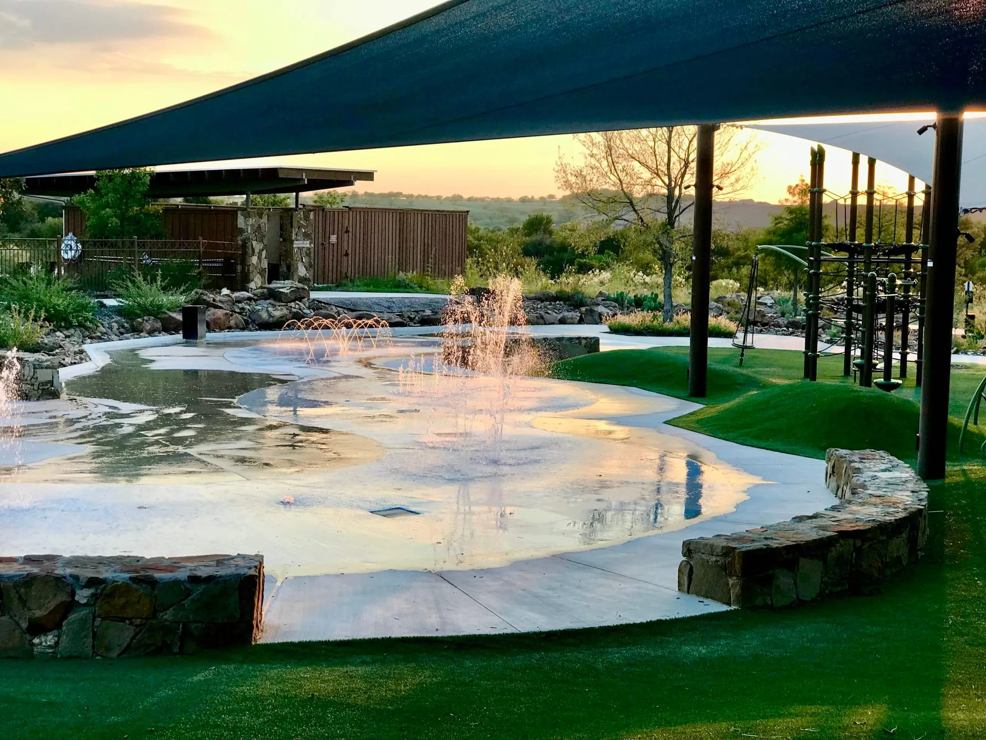 Community splash pad and park near Justin, Texas