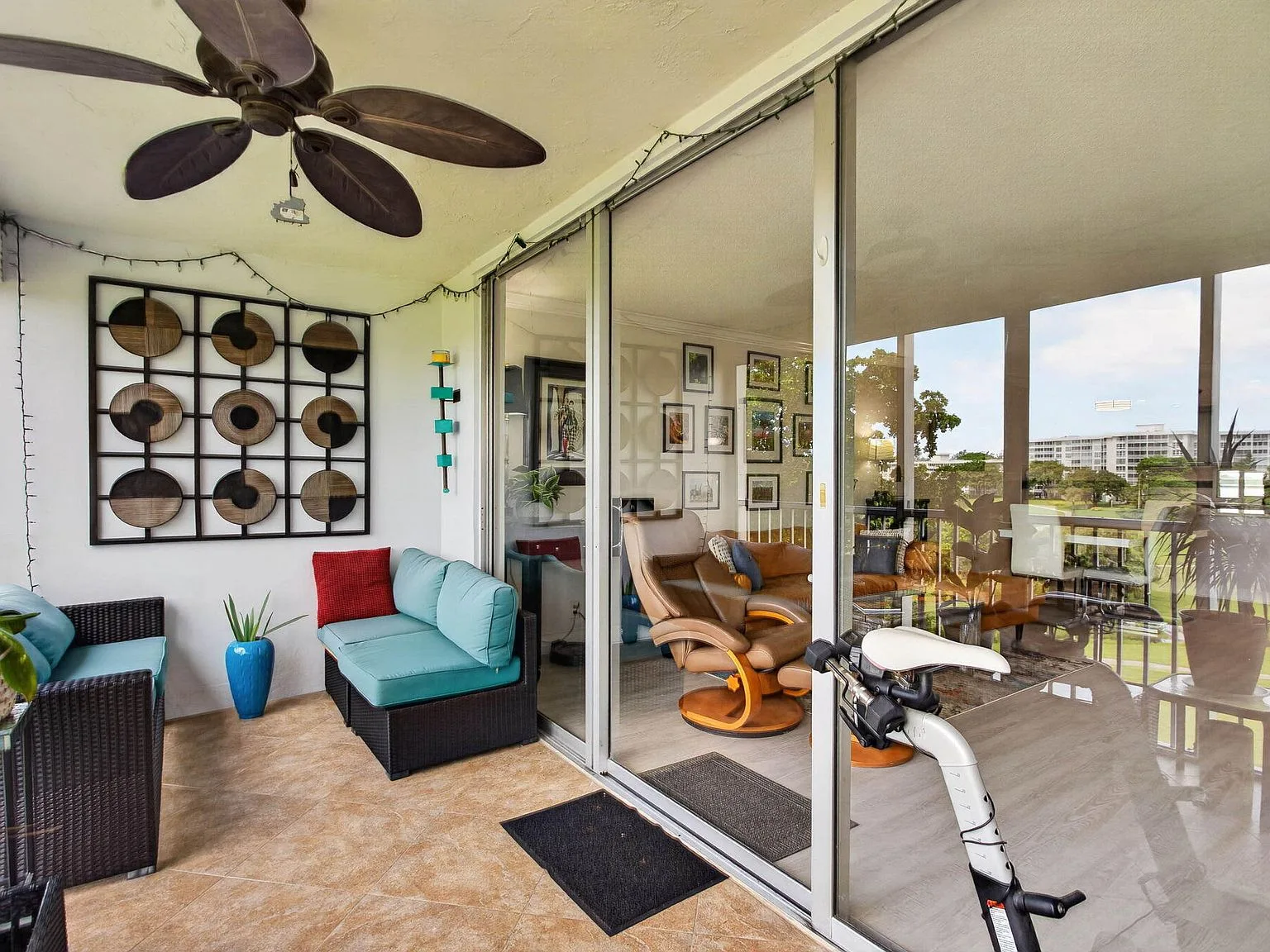Screened patio viewed from the living space