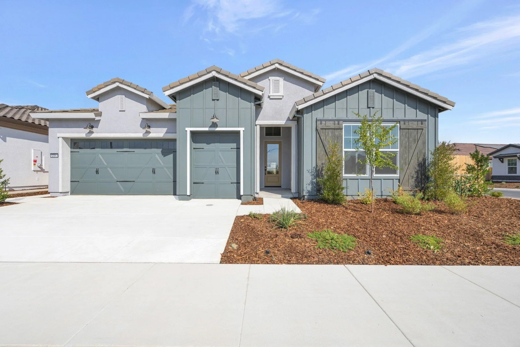 The Franklin exterior, a modern farmhouse elevation at Four Seasons at The Ranch in Rancho Cordova, California