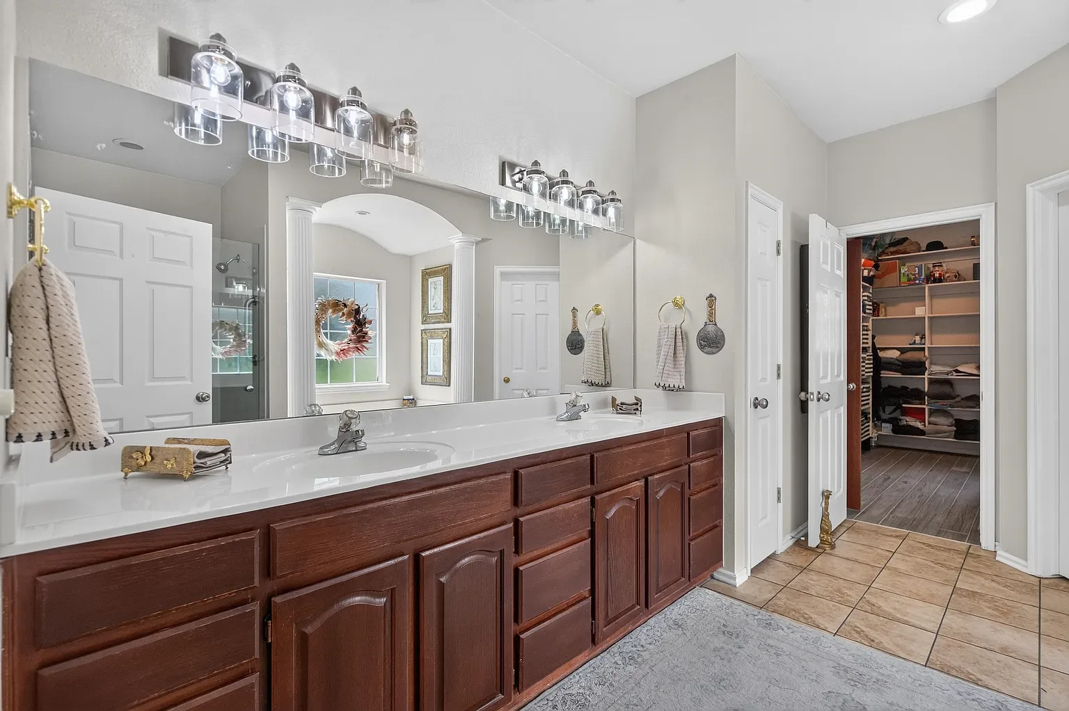 Primary bathroom double vanity