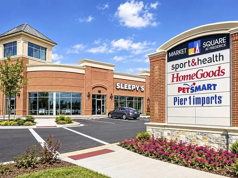 Market Square at Frederick shopping plaza within walking distance